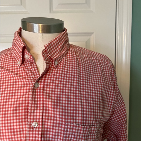 Checkered / gingham shirt in orange and white - Picture 2 of 5